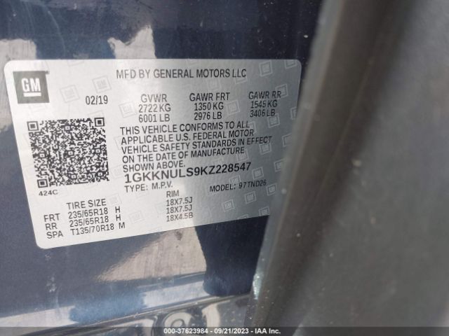 1GKKNULS9KZ228547 GMC ACADIA SLT