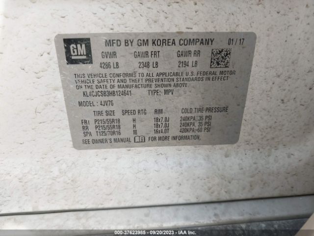 KL4CJCSB3HB124641 Buick Encore Essence