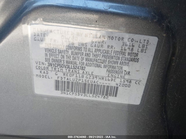 2020 NISSAN KICKS SR VIN: 3N1CP5DV3LL524782