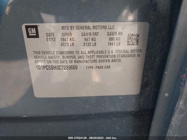 2012 CHEVROLET CRUZE LS VIN: 1G1PC5SH0C7239669