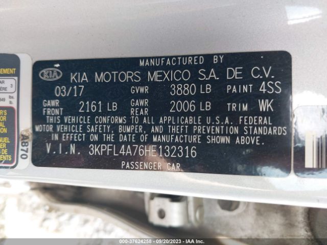 3KPFL4A76HE132316 KIA FORTE LX