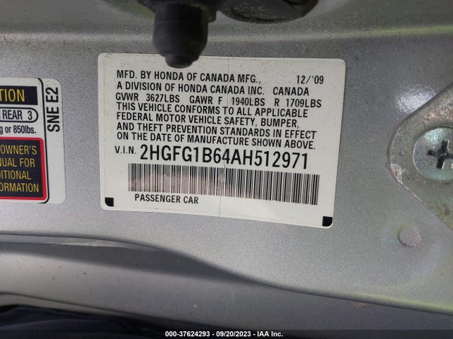 2010 HONDA CIVIC CPE LX VIN: 2HGFG1B64AH512971