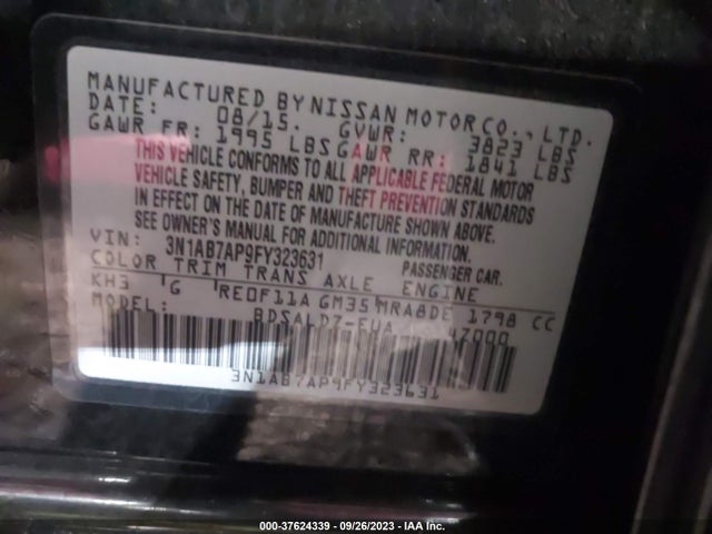 Nissan SENTRA SV 2015 3N1AB7AP9FY323631 Image 9