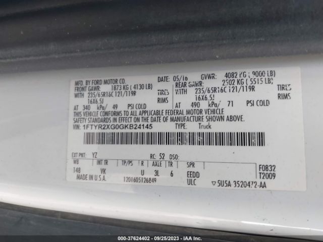 1FTYR2XG0GKB24145 Ford TRANSIT CARGO VAN