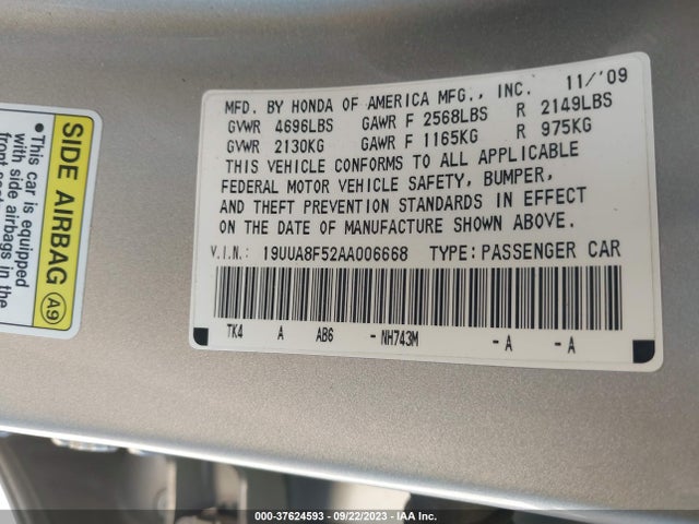 2010 ACURA TL TECH VIN: 19UUA8F52AA006668