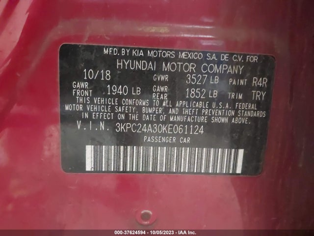 Hyundai ACCENT SE 2019 3KPC24A30KE061124 Image 9