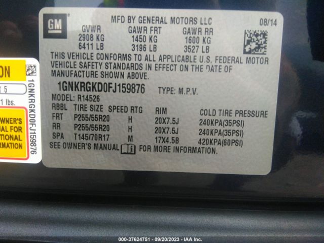 1GNKRGKD0FJ159876 Chevrolet Traverse 1lt