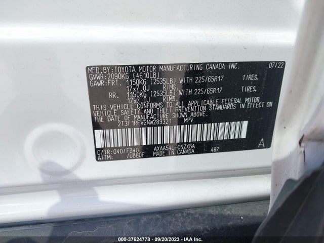 Toyota RAV4 LE 2022 2T3F1RFV2NW289321 Image 10