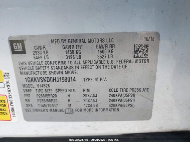 1GKKVSKD0HJ198014 GMC Acadia Limited Limited