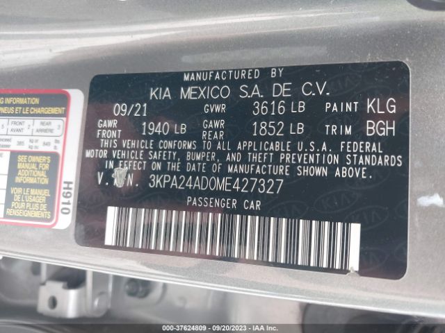 3KPA24AD0ME427327 KIA RIO S