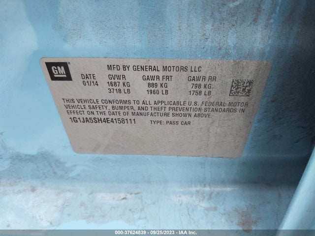 Chevrolet SONIC LS 2014 1G1JA5SH4E4158111 Image 9