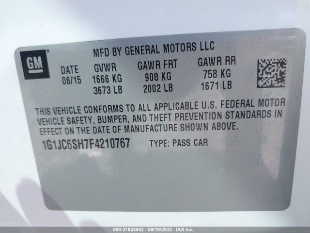 Chevrolet SONIC LT 2015 1G1JC6SH7F4210767 Image 9