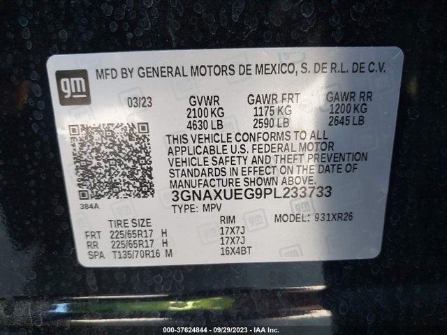 Chevrolet EQUINOX LT 2023 3GNAXUEG9PL233733 Image 9