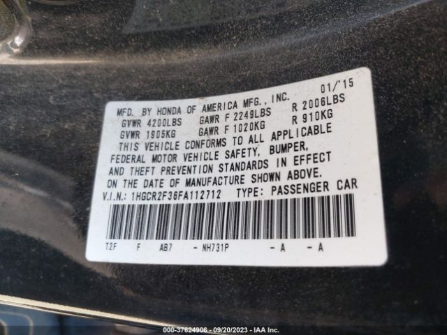 1HGCR2F36FA112712 Honda Accord Sedan Lx