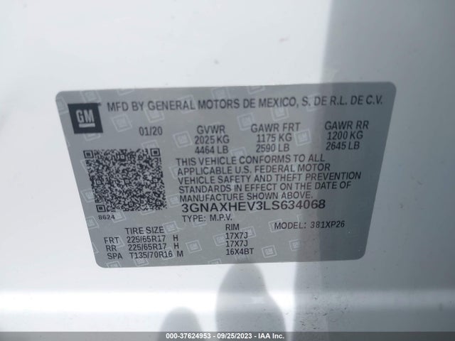 Chevrolet EQUINOX LS 2020 3GNAXHEV3LS634068 Image 9