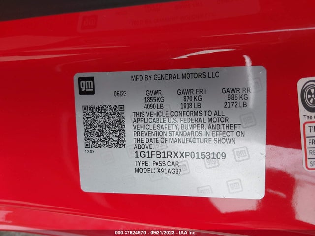 Chevrolet Camaro 1lt 2023 1G1FB1RXXP0153109 Image 9