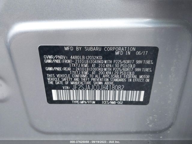 JF2SJAJC0JH418082 Subaru Forester Limited