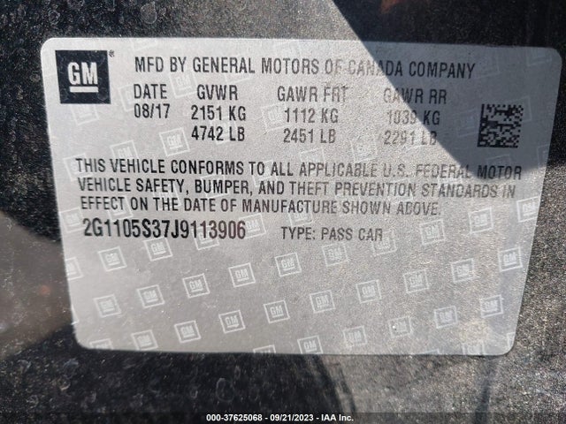 Chevrolet IMPALA 1LT 2018 2G1105S37J9113906 Image 9