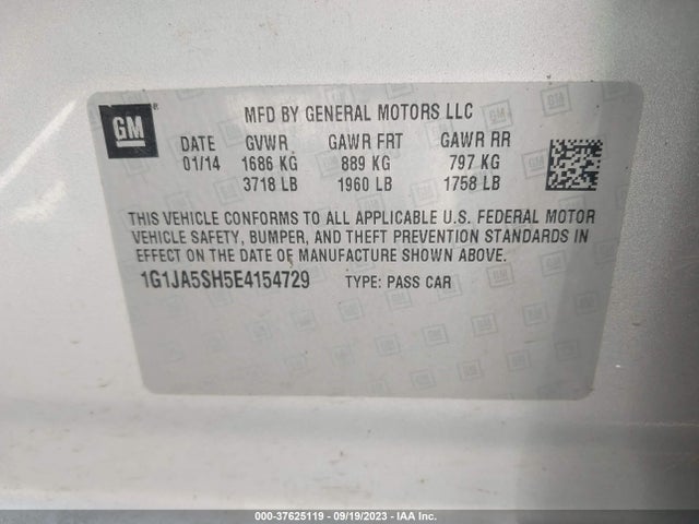 Chevrolet SONIC LS 2014 1G1JA5SH5E4154729 Image 9
