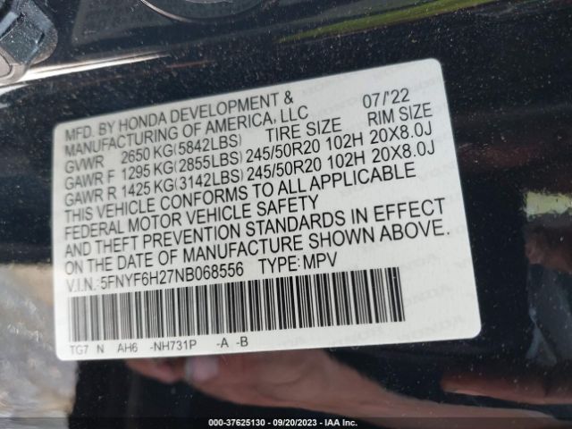 5FNYF6H27NB068556 Honda Pilot Special Edition