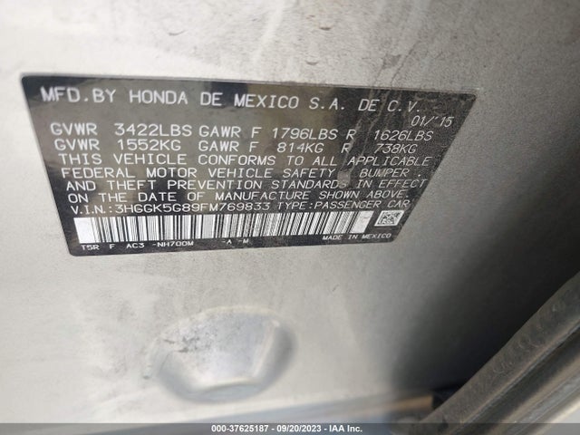 Honda FIT EX 2015 3HGGK5G89FM769833 Image 9