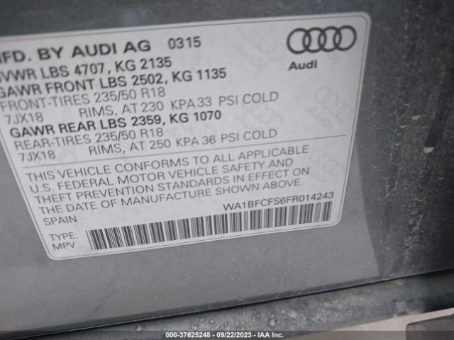 WA1BFCFS6FR014243 Audi Q3 2.0t Premium Plus