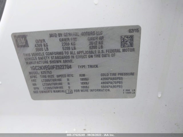 Chevrolet Silverado 2500hd Lt 2015 1GC2KVEG0FZ522704 Image 9