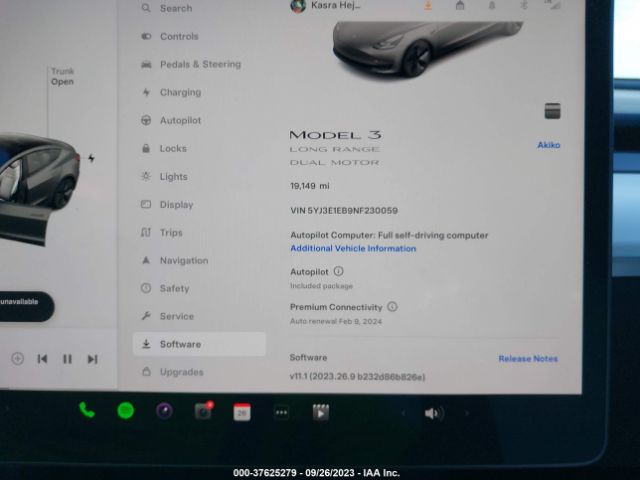 5YJ3E1EB9NF230059 Tesla Model 3 Long Range