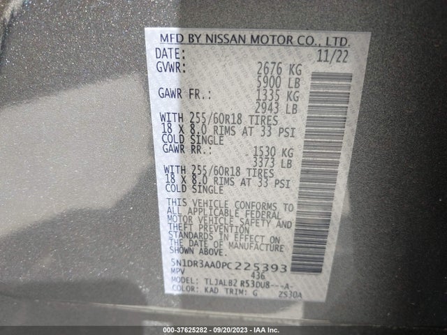 2023 NISSAN PATHFINDER S FWD VIN: 5N1DR3AA0PC225393