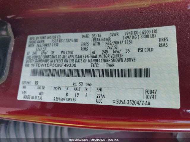 1FTEW1EP5GKF49336 Ford F-150 Xlt/xl/lariat