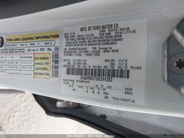 3FA6P0H77GR344383 Ford FUSION SE