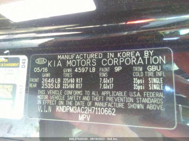 KNDPM3AC2H7110662 KIA Sportage Lx