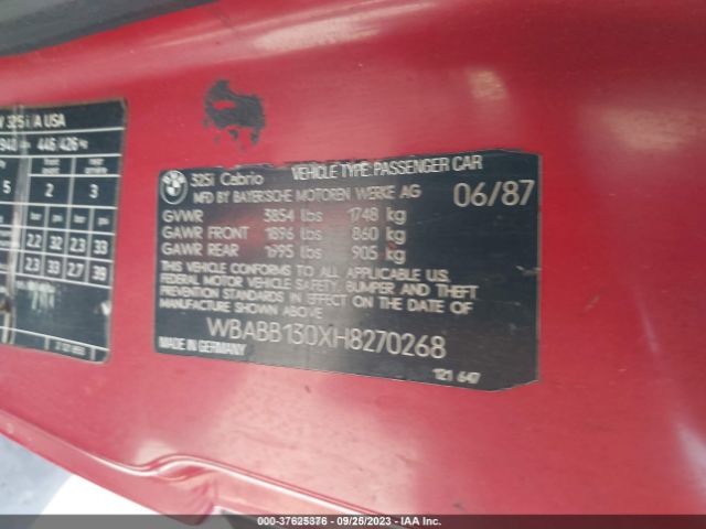 1987 BMW 325 WBABB130XH8270268 Photo 8