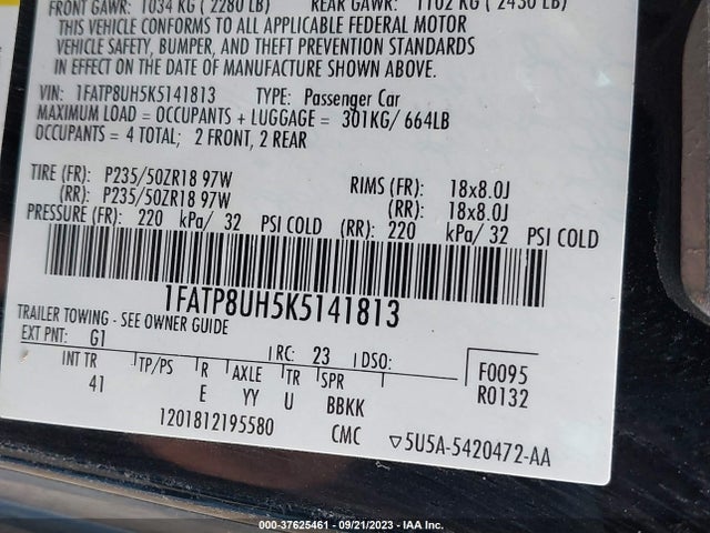 Ford Mustang Ecoboost 2019 1FATP8UH5K5141813 Image 9