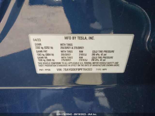 7SAYGDEF9PF764303 Tesla Model Y Performance
