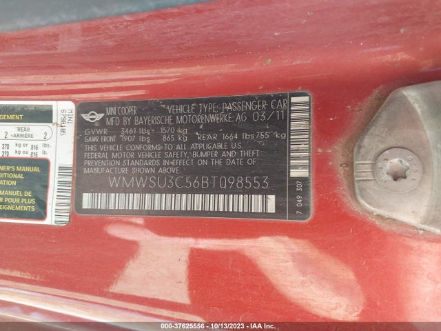 2011 MINI COOPER HARDTOP WMWSU3C56BT098553 Photo 8