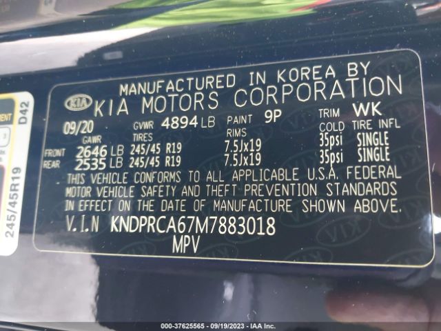 KNDPRCA67M7883018 KIA Sportage Sx Turbo