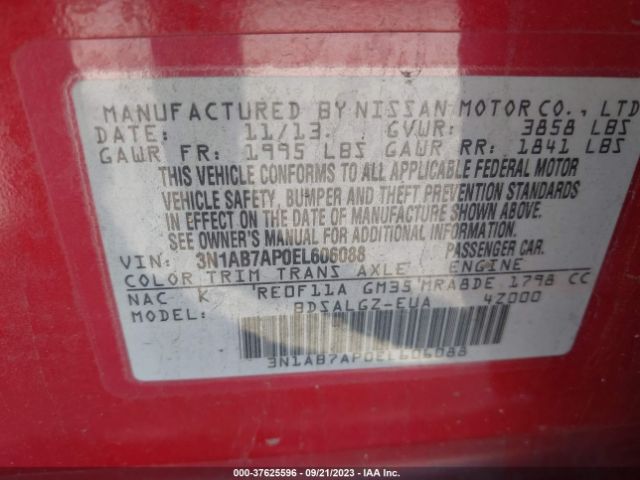 3N1AB7AP0EL606088 Nissan SENTRA SL