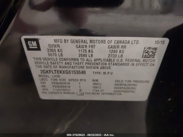 GMC Terrain Sle 2016 2GKFLTEKXG6153648 Image 9