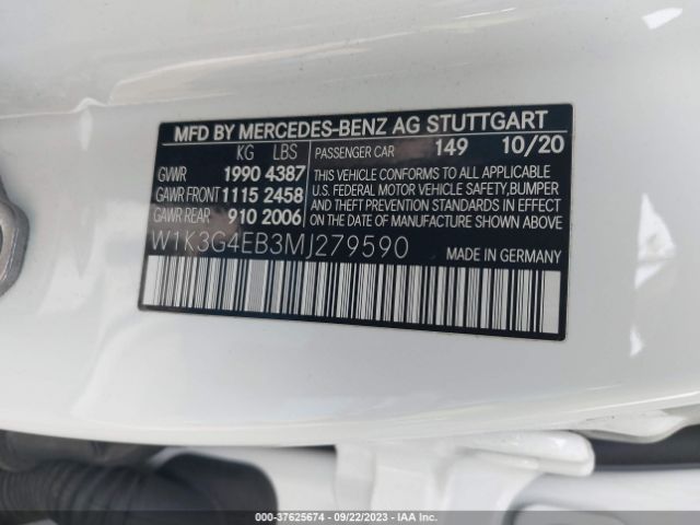 W1K3G4EB3MJ279590 Mercedes-Benz A-class A 220