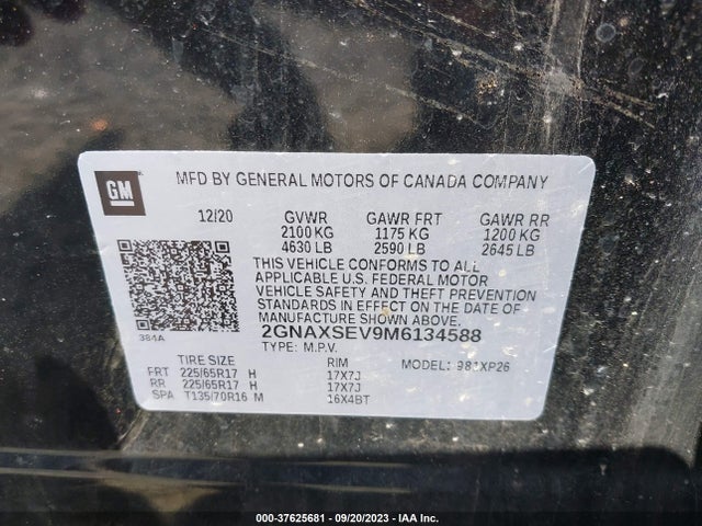 Chevrolet Equinox Awd Ls 2021 2GNAXSEV9M6134588 Image 9
