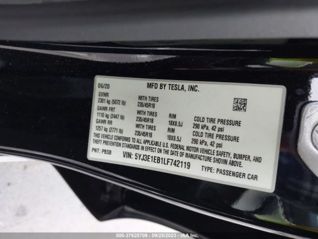 5YJ3E1EB1LF742119 Tesla Model 3 Long Range