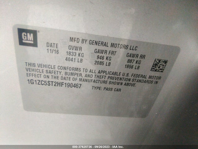 Chevrolet MALIBU LS 2017 1G1ZC5ST2HF190467 Image 9