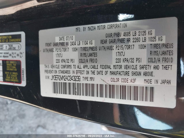 2010 MAZDA CX-7 SV VIN: JM3ER2WM2A0343239