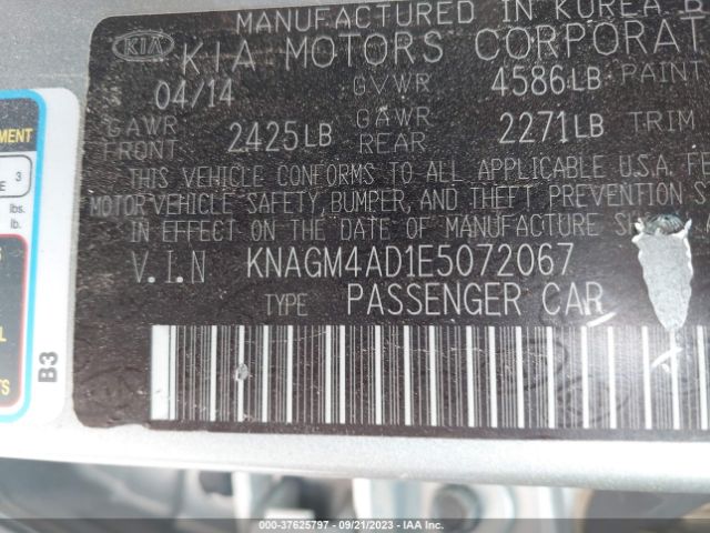 KNAGM4AD1E5072067 KIA Optima Hybrid Lx