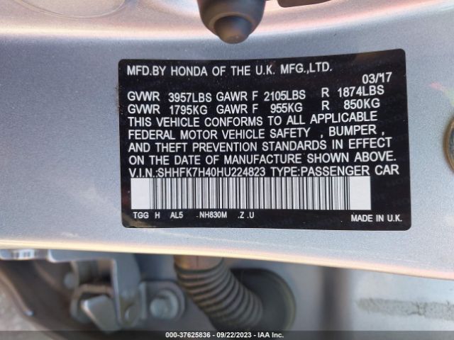 SHHFK7H40HU224823 Honda Civic Hatchback Sport