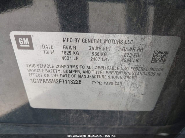 2015 CHEVROLET CRUZE LS VIN: 1G1PA5SH2F7113226