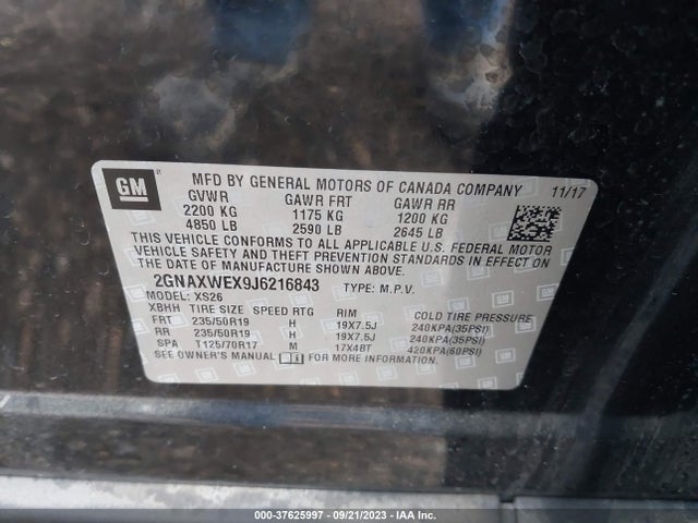 Chevrolet Equinox Premier 2018 2GNAXWEX9J6216843 Image 9