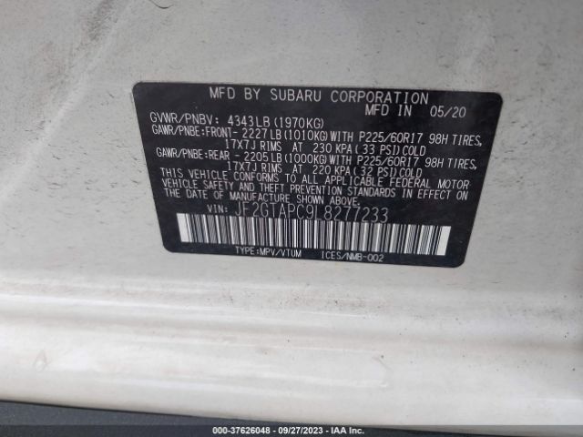 JF2GTAPC9L8277233 Subaru Crosstrek Premium