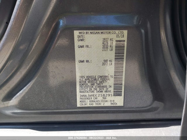 2018 NISSAN ALTIMA 2.5 SR VIN: 1N4AL3AP8JC258295